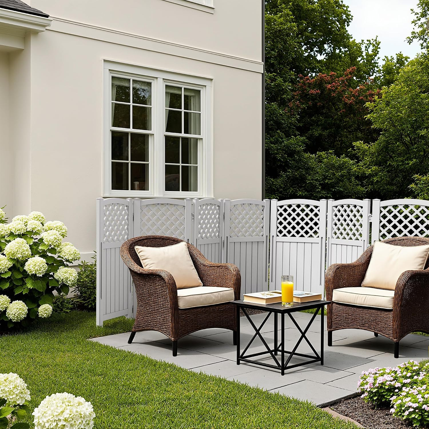 Greesum Air Conditioner Privacy Fence Screen, 4 Panels, Grey | Trash Can Enclosu