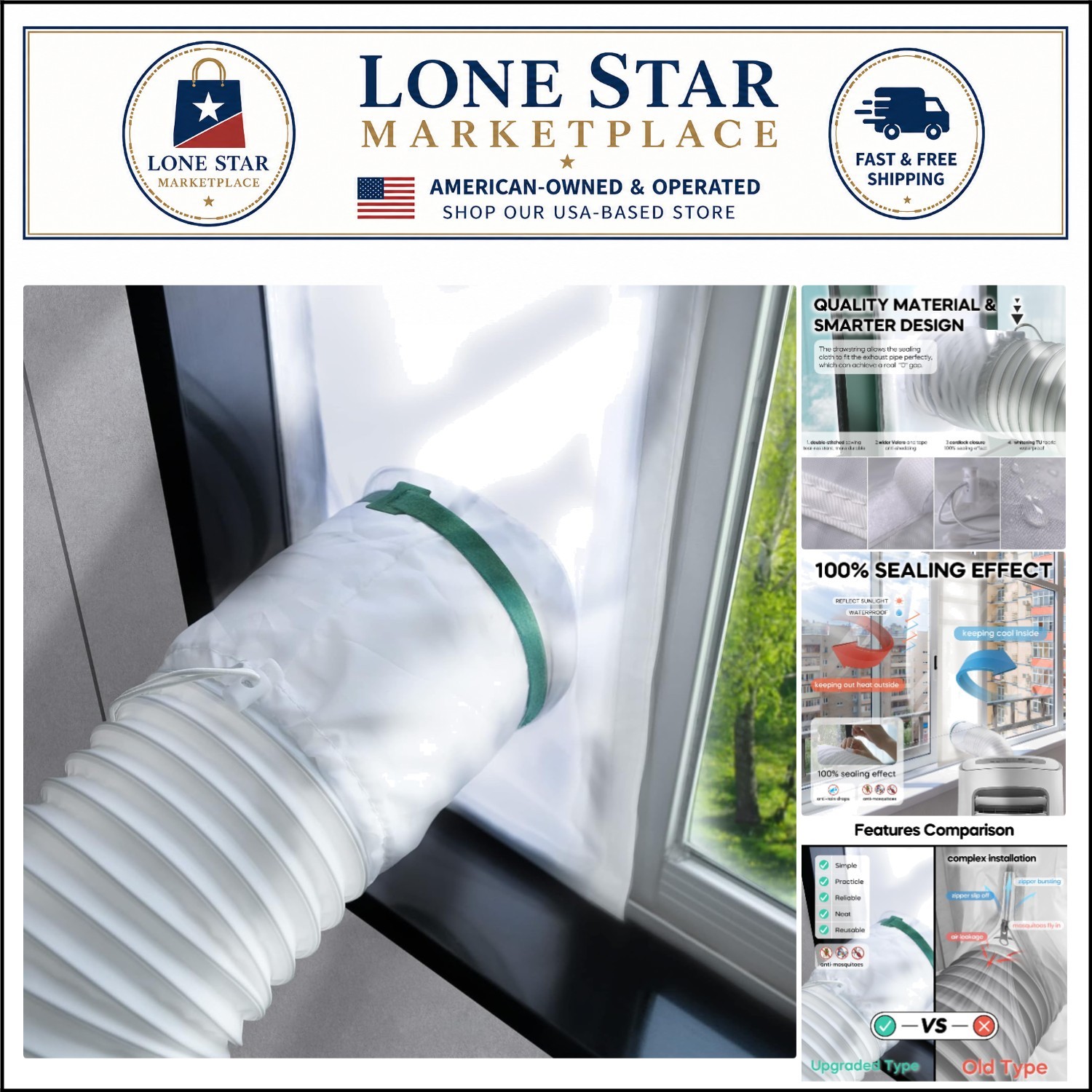 10×40-64 Inch Adjustable Portable AC Window Seal Kit – 100% Waterproof Husky