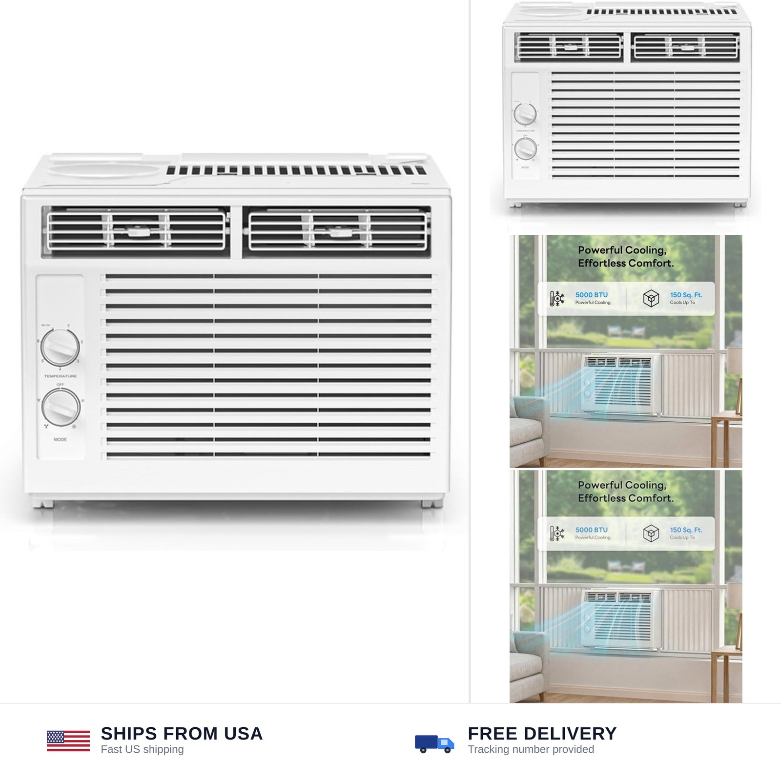ZAFRO 5,000 BTU Window Air Conditioner Cools Up to 150 Sq.Ft.,Window AC Units…