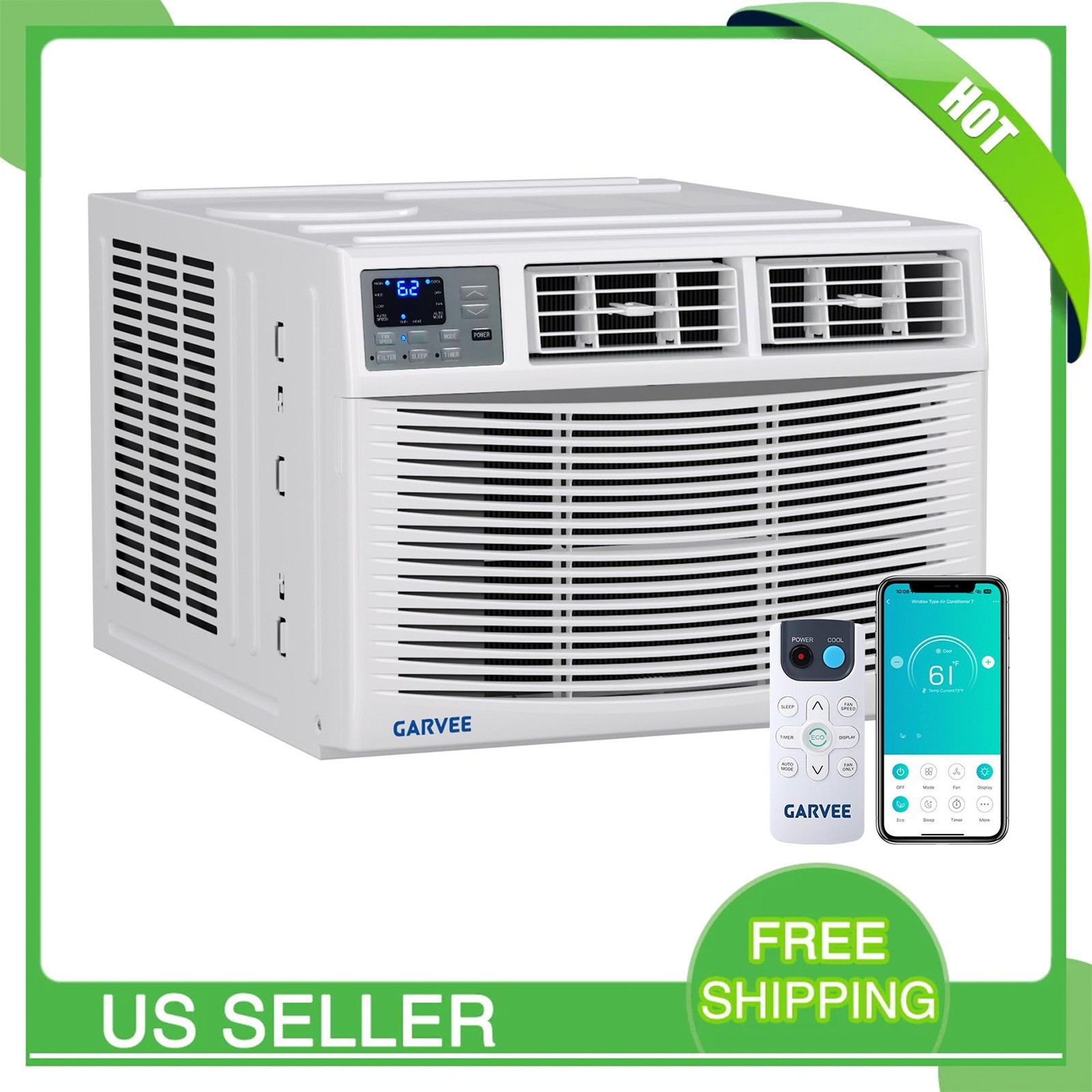8000 BTU Window Air Conditioner Heater Combo Cooling & Heating up to 350 Sq. Ft