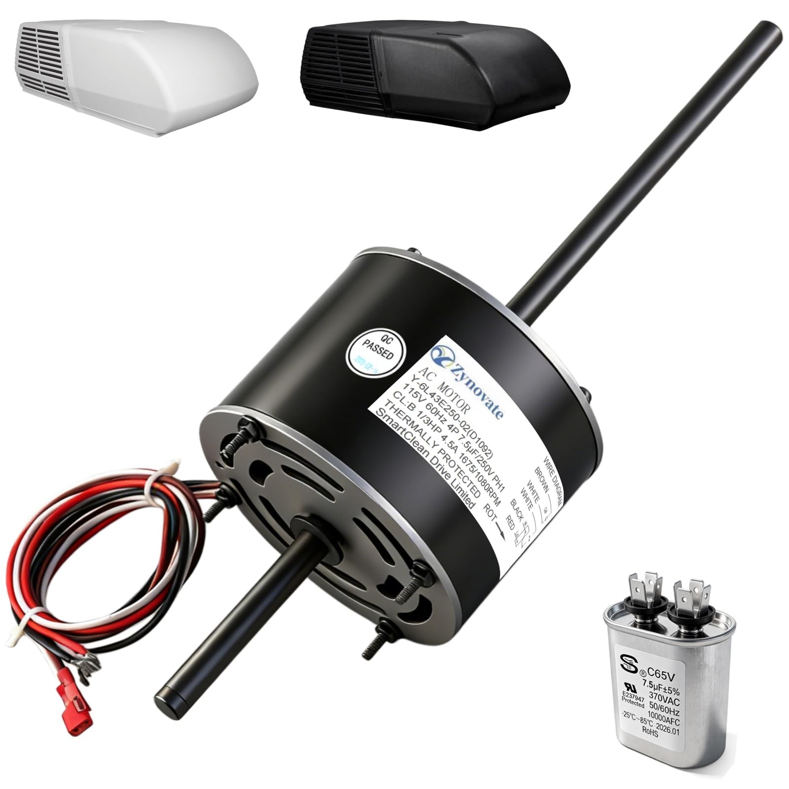 RV AC Fan Motor 1/3 HP 115V 2-Speed Replacement for Coleman Mach & Fasco D1092