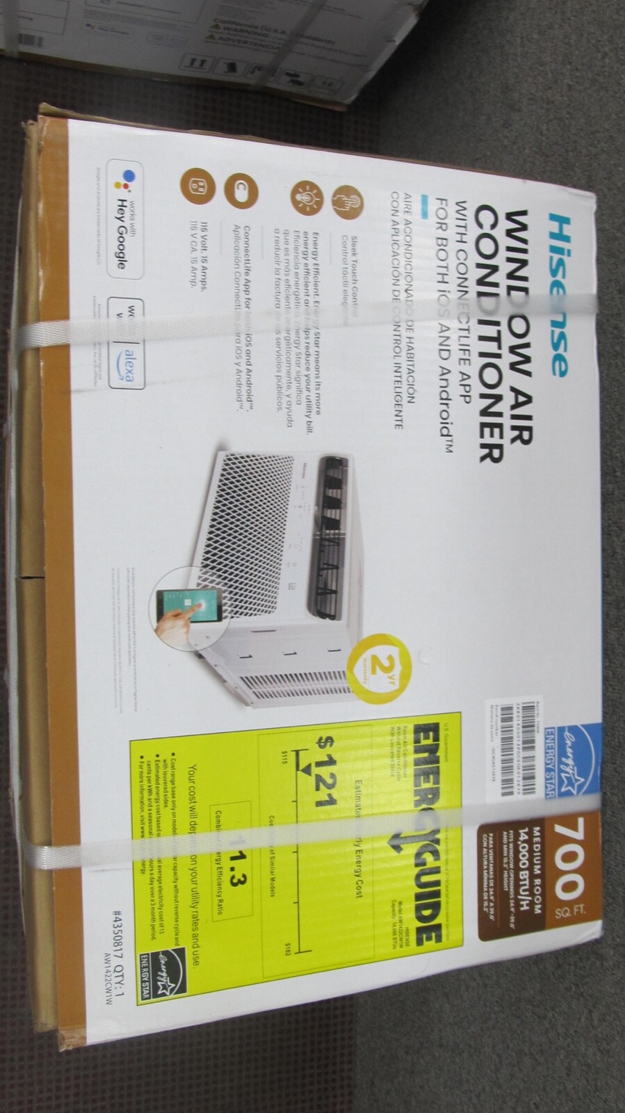HISESE Aw1422Cw1W window air condition er w/appfor both iOS and android 700SQ