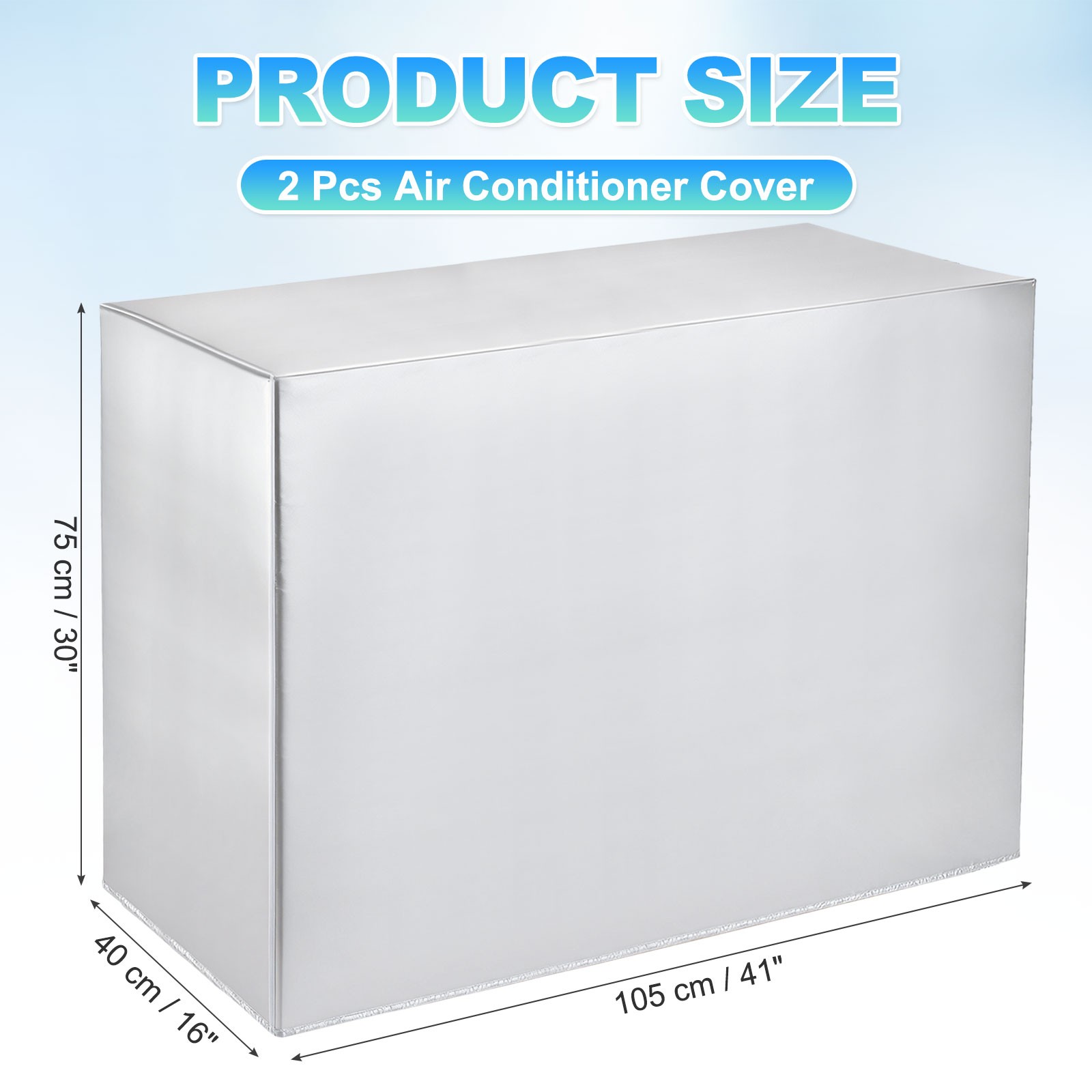 41 x 16 x 30 Inch Air Conditioner Cover, 2 Pcs AC Unit Protector, Silver