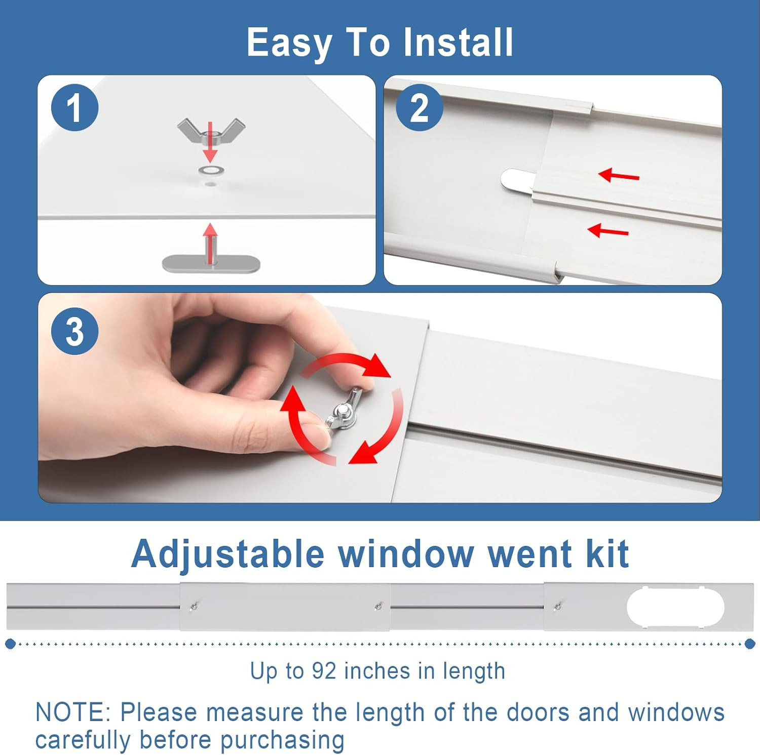 Portable AC Window Vent Kit, Adjustable Vertical/Horizontal Sliding Window Kit P