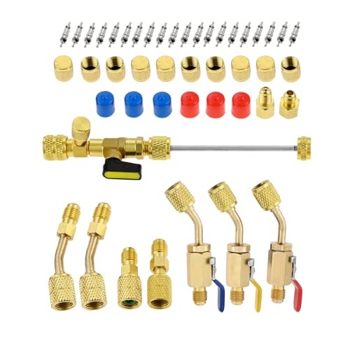 R12 R22 R410A Valve Core Remover Installer Kit, 3PCS 45° 1/4&Prime; SAE Ball