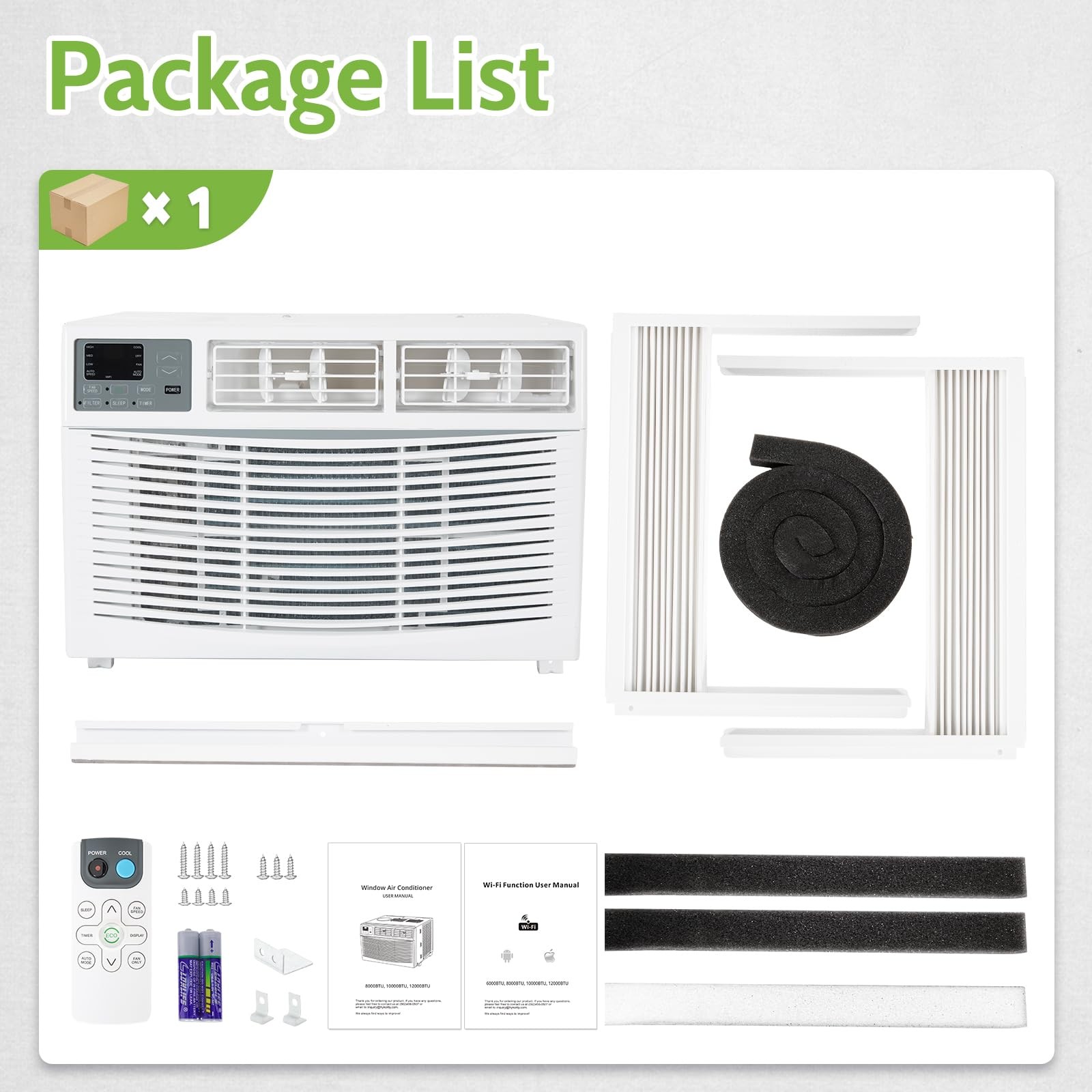 ACHAZEL 10,000 BTU WiFi Smart Window Air Conditioner Cools 350 Sq.Ft, Cool/Fa…