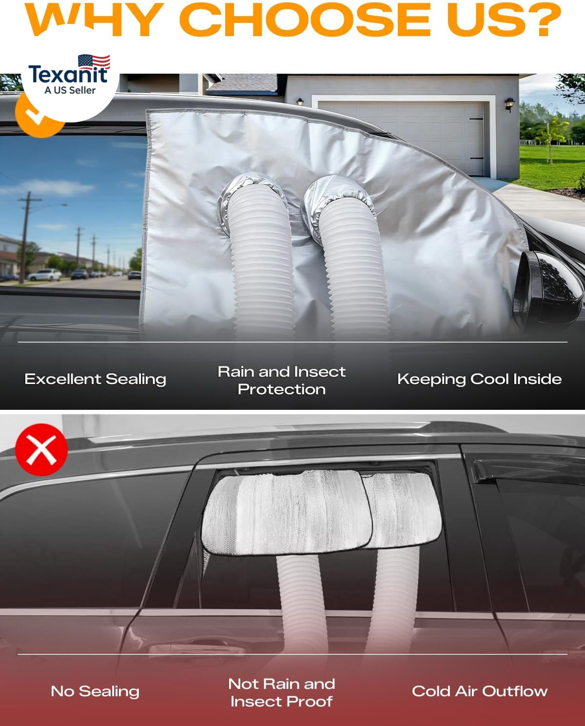 Portable Air Conditioner Window Kit – Car Window Vent Seal Kit for AC Air Condit