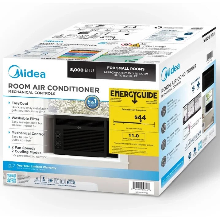 Midea 5,000 BTU Room Window Air Conditioner Mechanical Control AC Black New