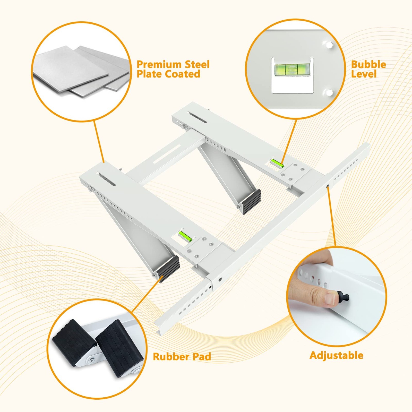 Drill-Free Window AC Bracket, Easy Install Heavy-Duty Support for Up to 200lbs