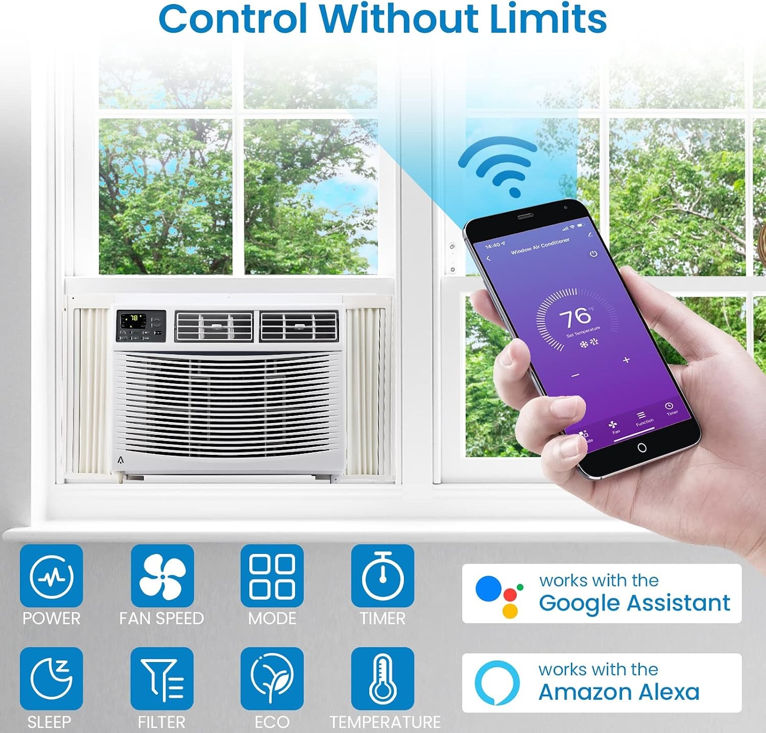 Window AC Unit 10000 BTU Compact Energy Saving 450 SqFt