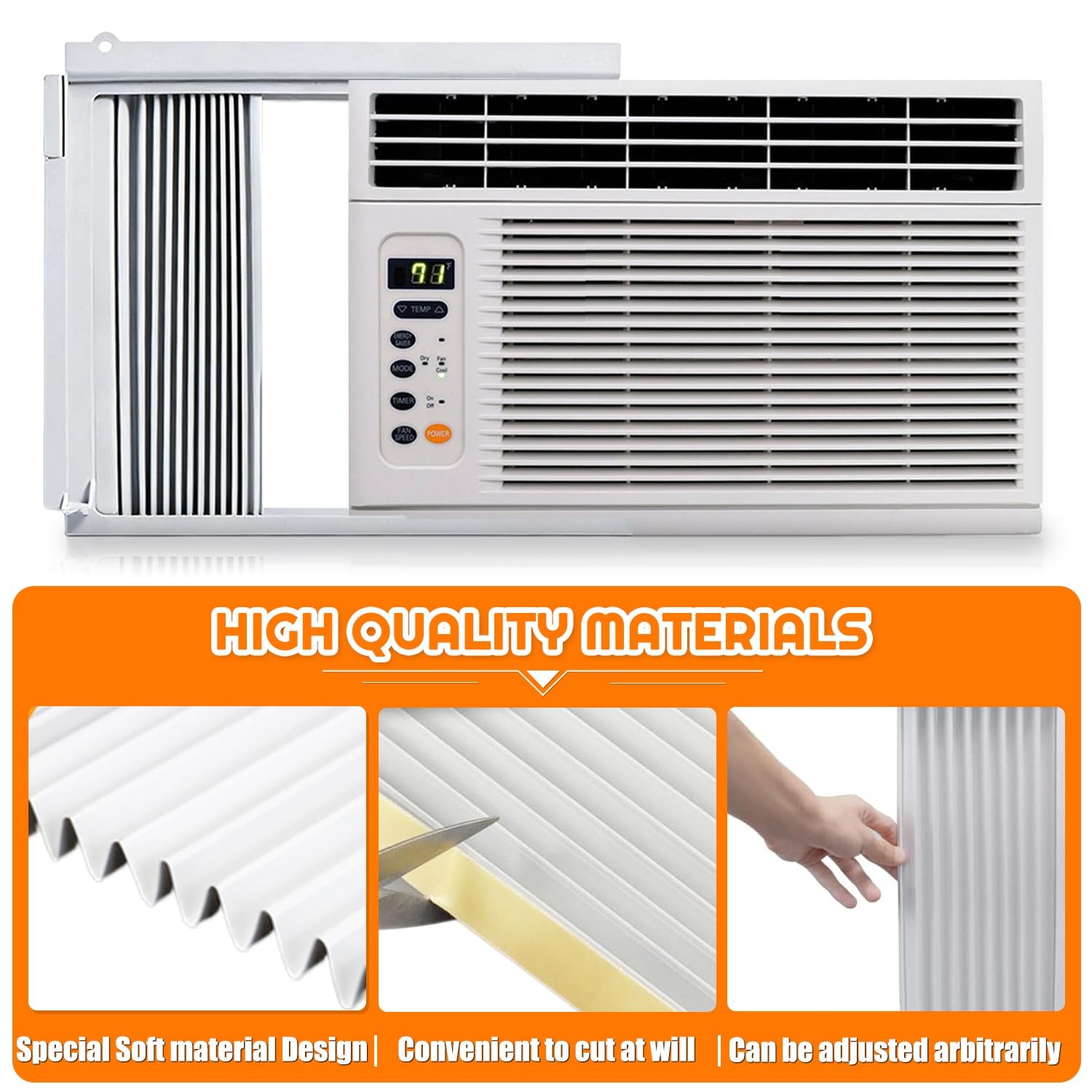 Window Air Conditioner Side Panel with Frame, Universal Window AC Accordion Fill