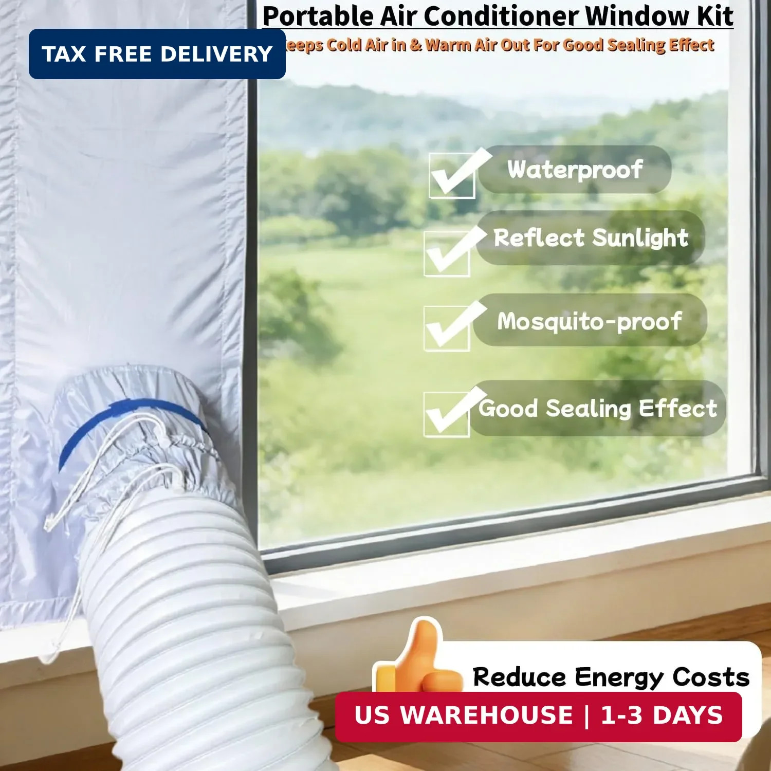 Portable Air Conditioner Window Seal Kit，Full Sealing AC Window Vent Seal Kit fo