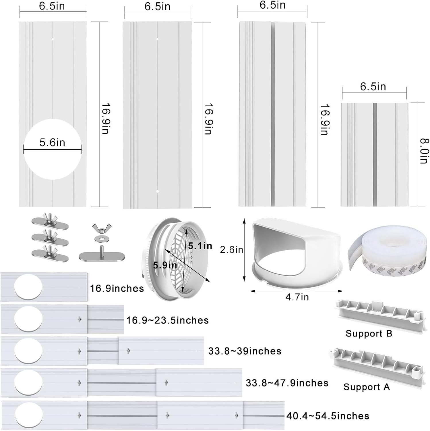 Portable Air Conditioner Window Vent Seal Kit with Universal Coupler Fit