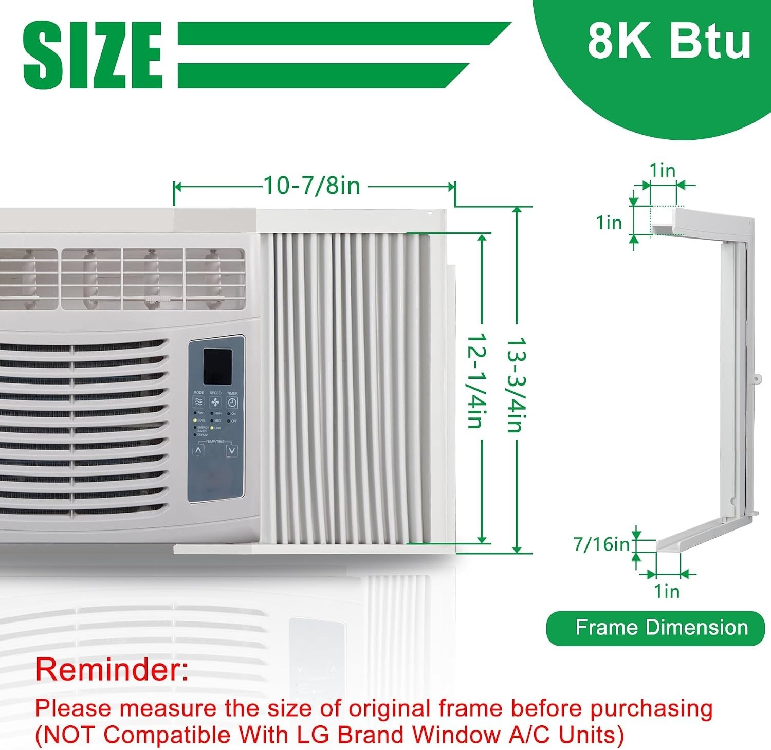 Window Air Conditioner Side Panel Fit Most 8000 Btu Units Dust Filter Fast Co…