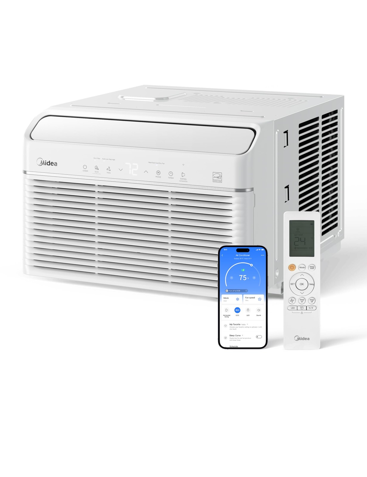 Midea Inverter Window Air Conditioner with Heat – Quiet Window AC Unit and He…