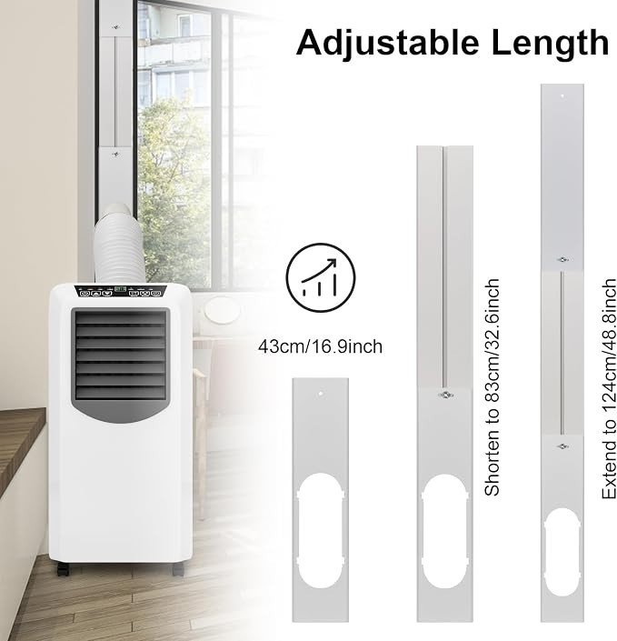 Portable Air Conditioner Window Vent Kit, Adjustable Seal Kit with 5.9&Prime; Hose for