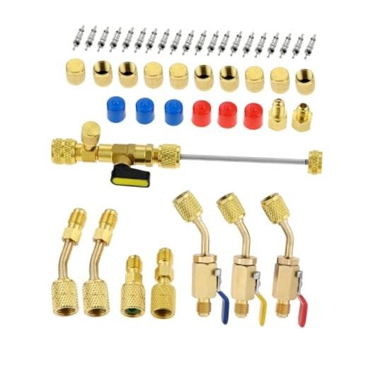 R12 R22 R410A Valve Core Remover Installer Kit,3PCS 45°Ball Valve Adapter |