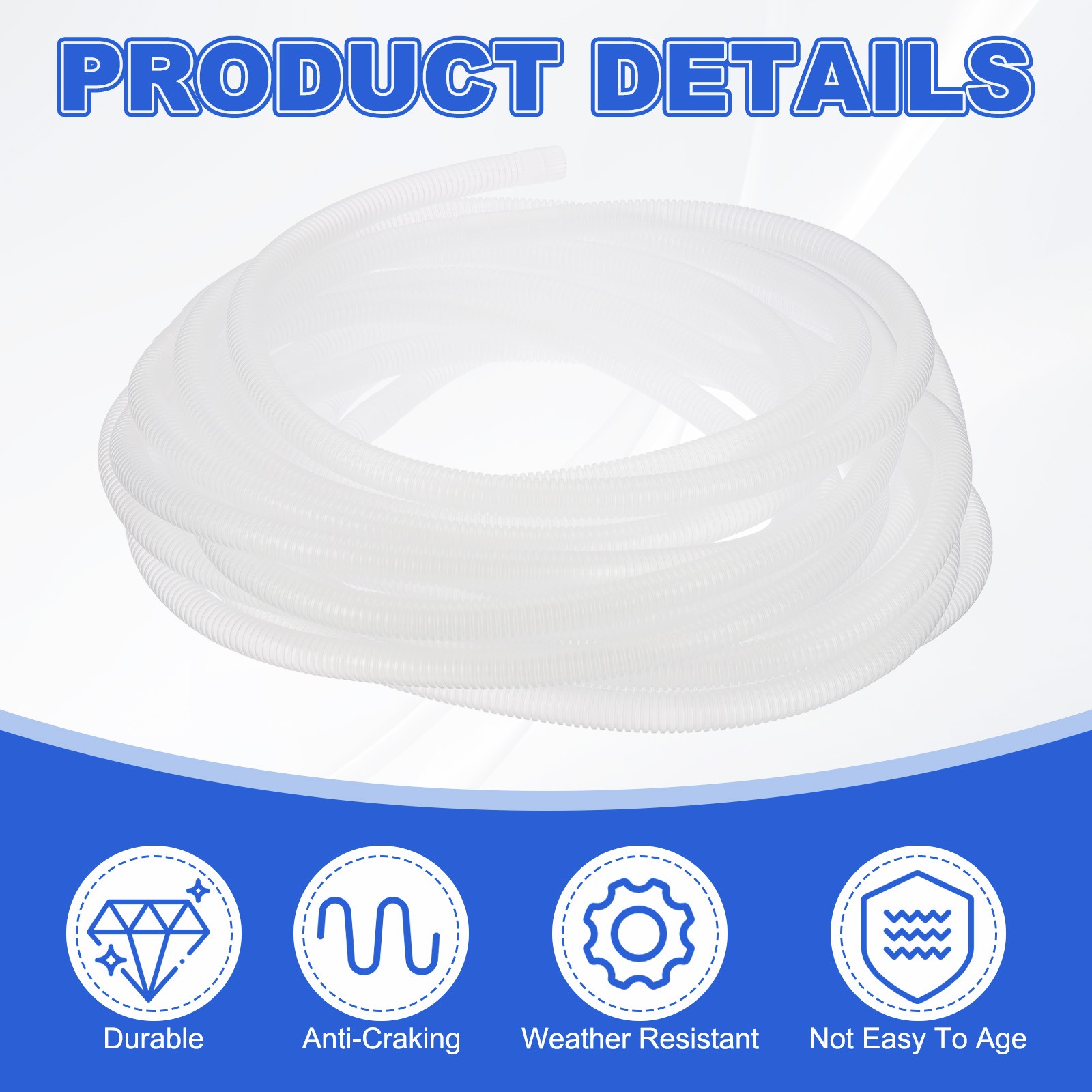 50Ft Air Conditioner Drain Hose Universal Mini Split AC Drain Hose Clear