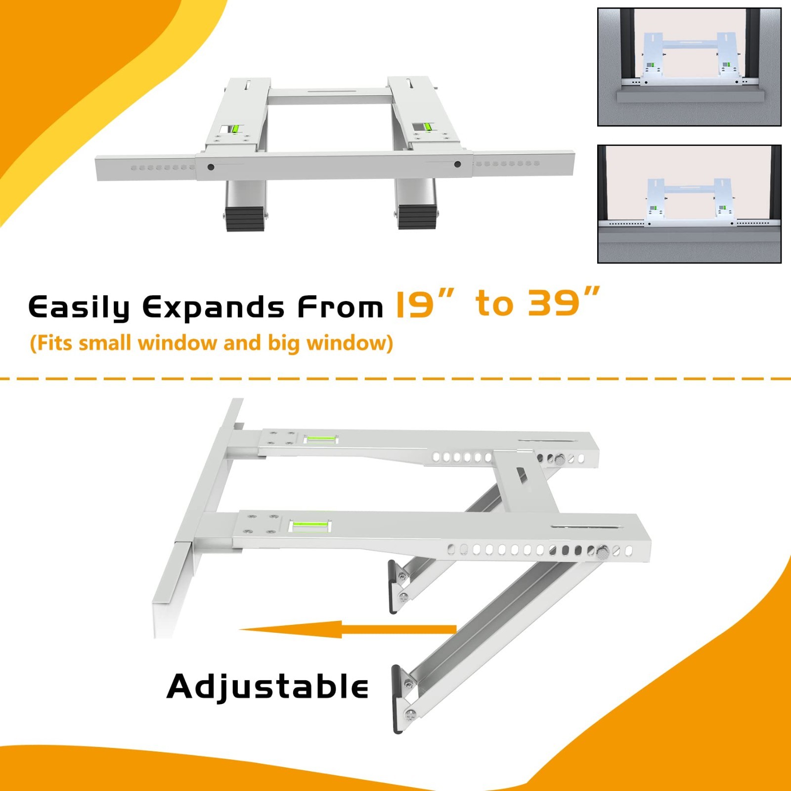 Drill-Free Window AC Bracket, Easy Install Heavy-Duty Support for Up to 200lbs