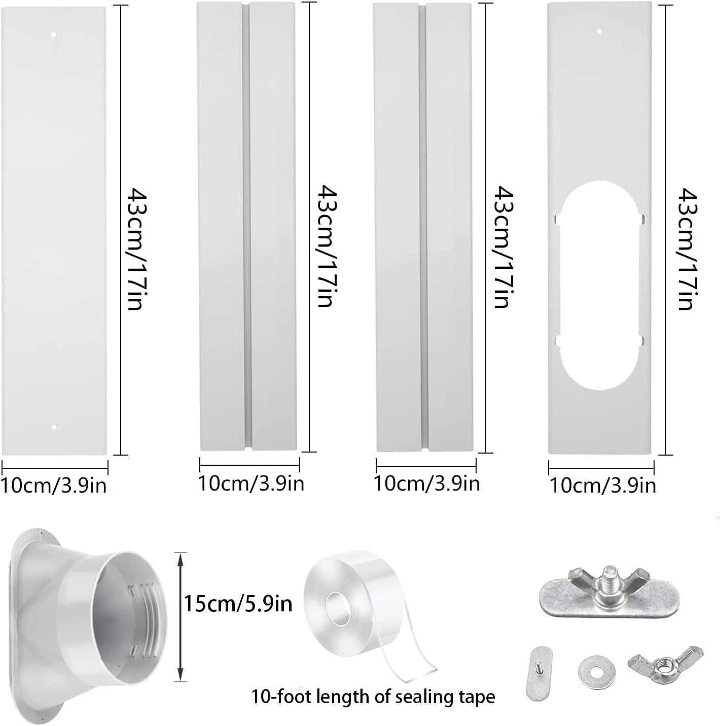 Durable Portable AC Window Vent Kit with Sliding Track and Adjustable Plates