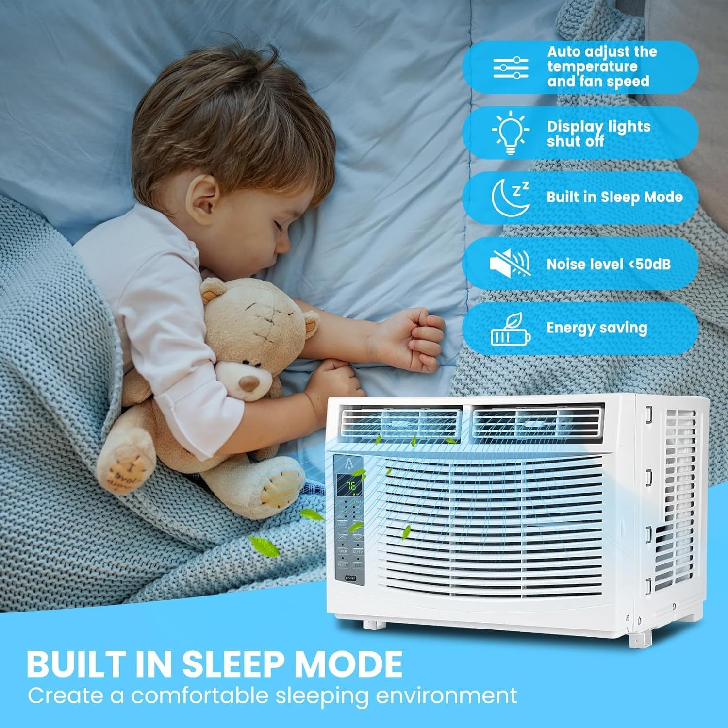 6000 BTU Window Air Conditioner 250 sq.ft. AC Unit 24H Timer with Remote Control