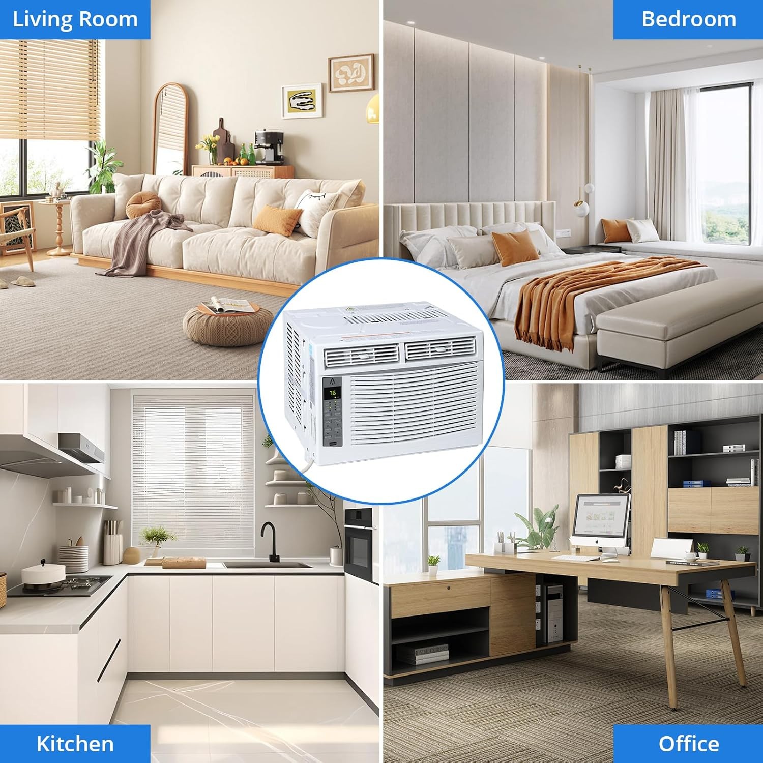 Quiet 50dB, Efficient Cooling, Remote Control, No WiFi 6000 BTU Window AC Unit,