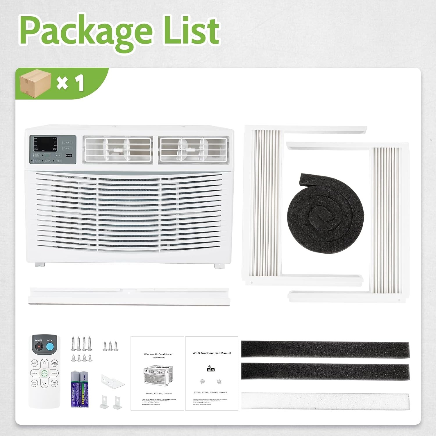 WiFi Enabled 12,000 BTU Window Air Conditioner Smart Window AC Unit W/ Remote