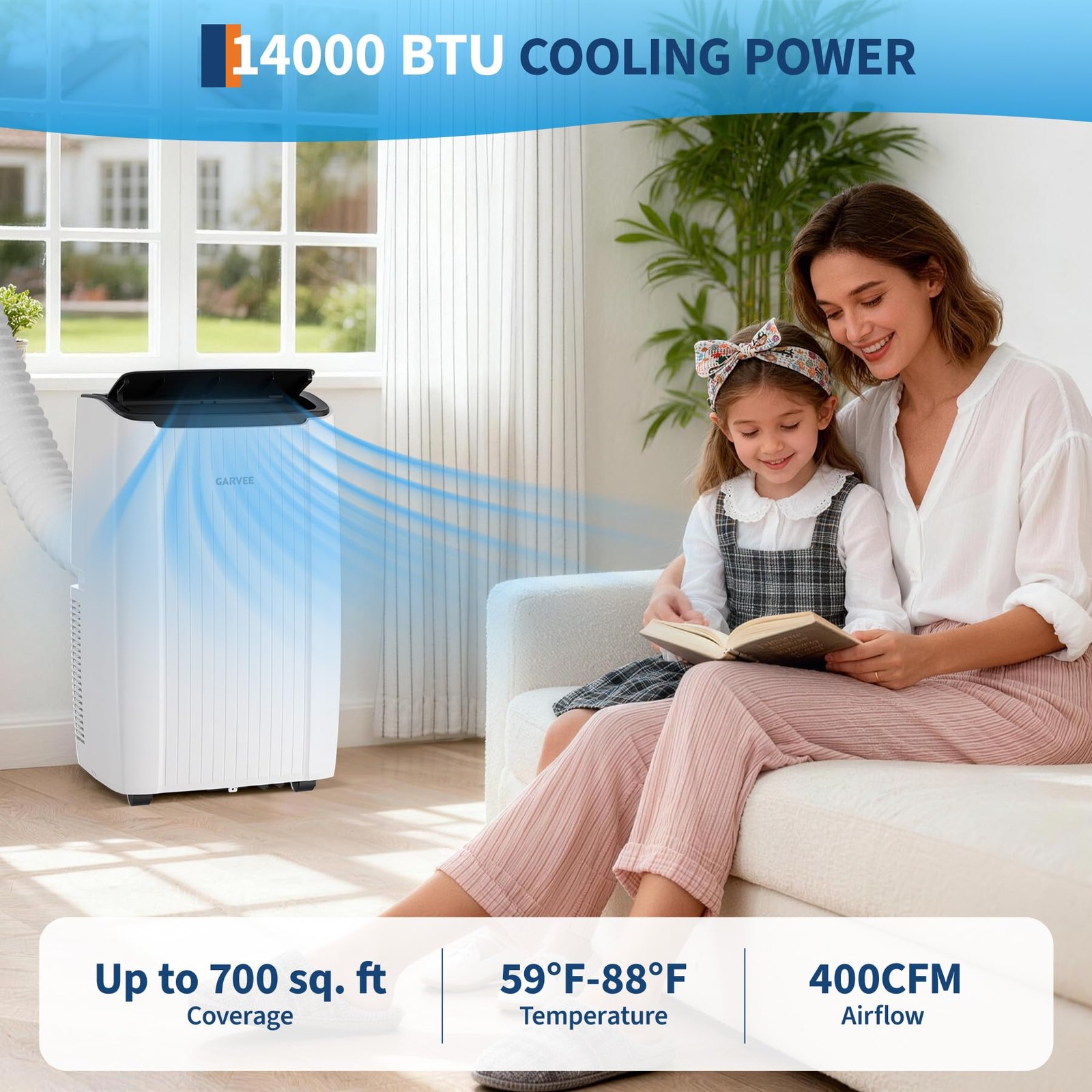 GARVEE 14000 BTU Portable Air Conditioner AC Unit with Fan & Dehumidifier Remote