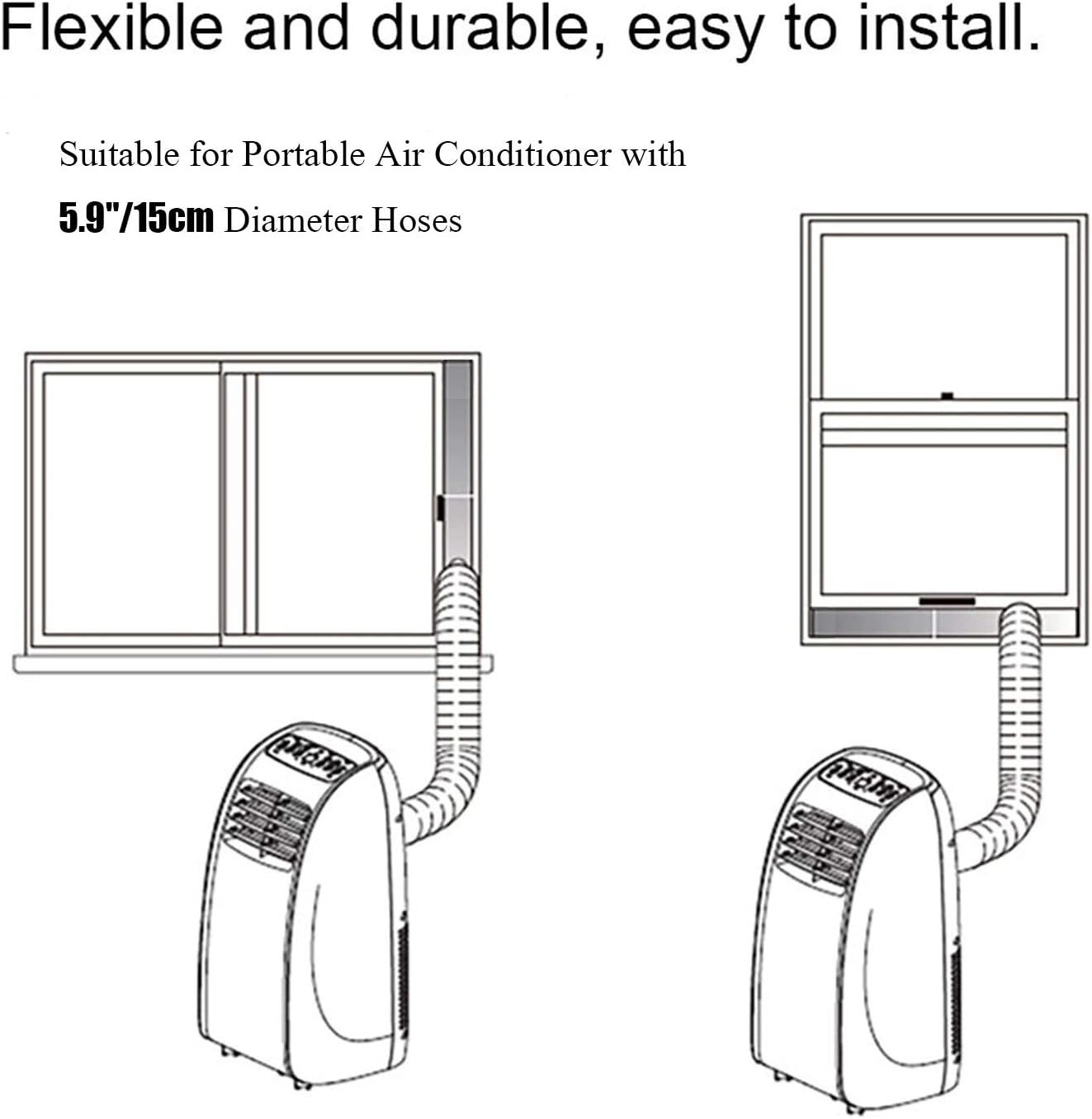 Adjustable Window Vent Kit for Portable AC, Fits 5.9&Prime; Hose, Space-Saving Design