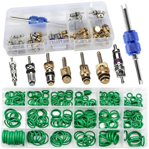 Car A/c Repair Kit, 270PCS O-Ring Set + 40PCS Car Air Conditioner Valve Core
