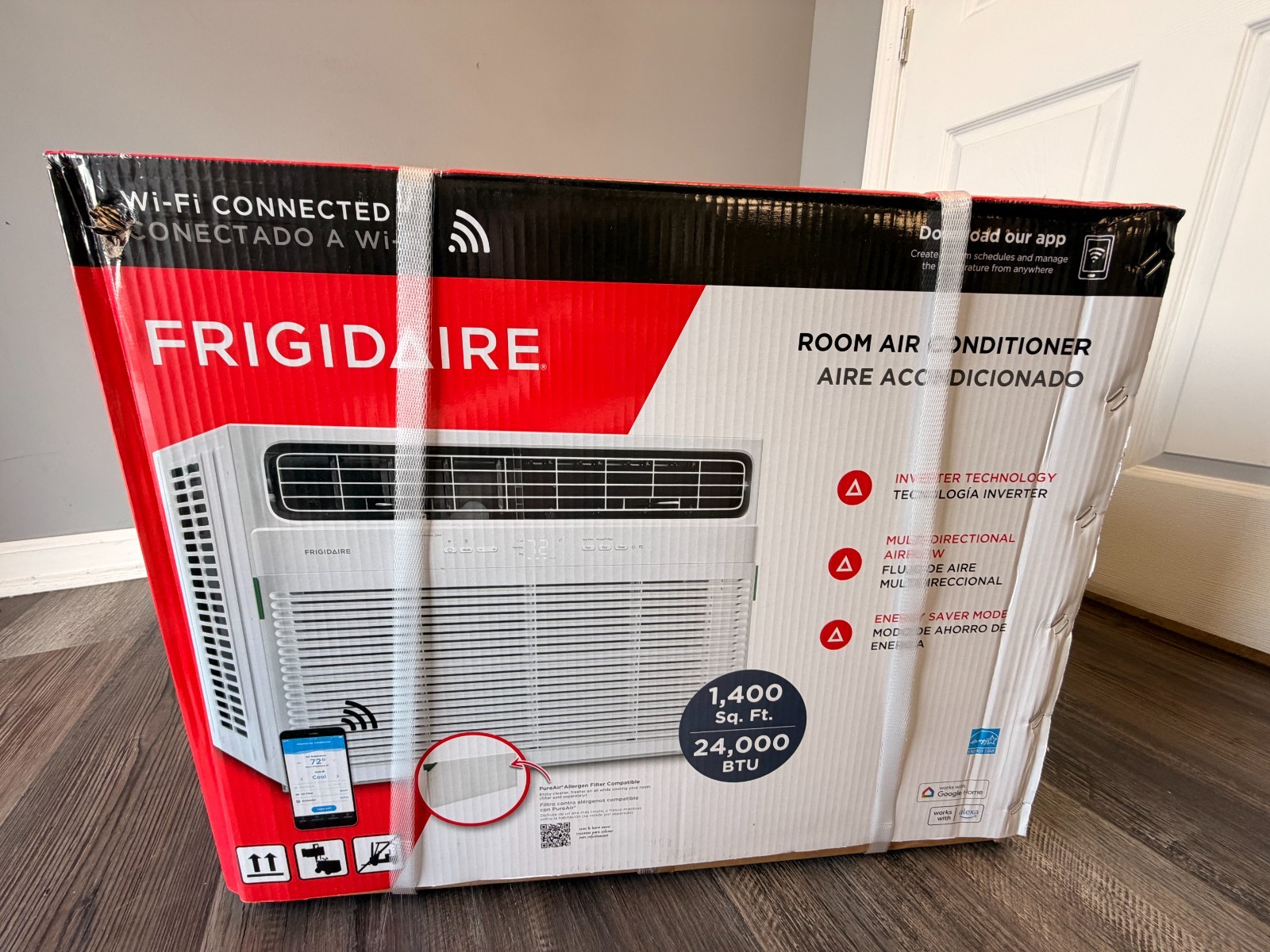 Frigidaire 24000 BTU 230V Inverter Window Air Conditioner Wi-Fi Cools 1400 Sq Ft
