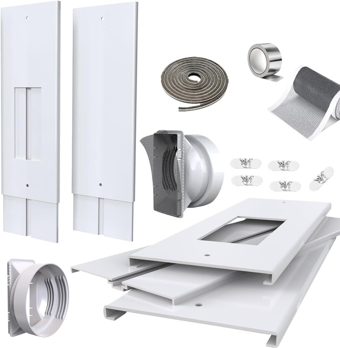105&Prime; Sliding Door AC Vent Kit for Dual Hose Portable Air Conditioner with Screen