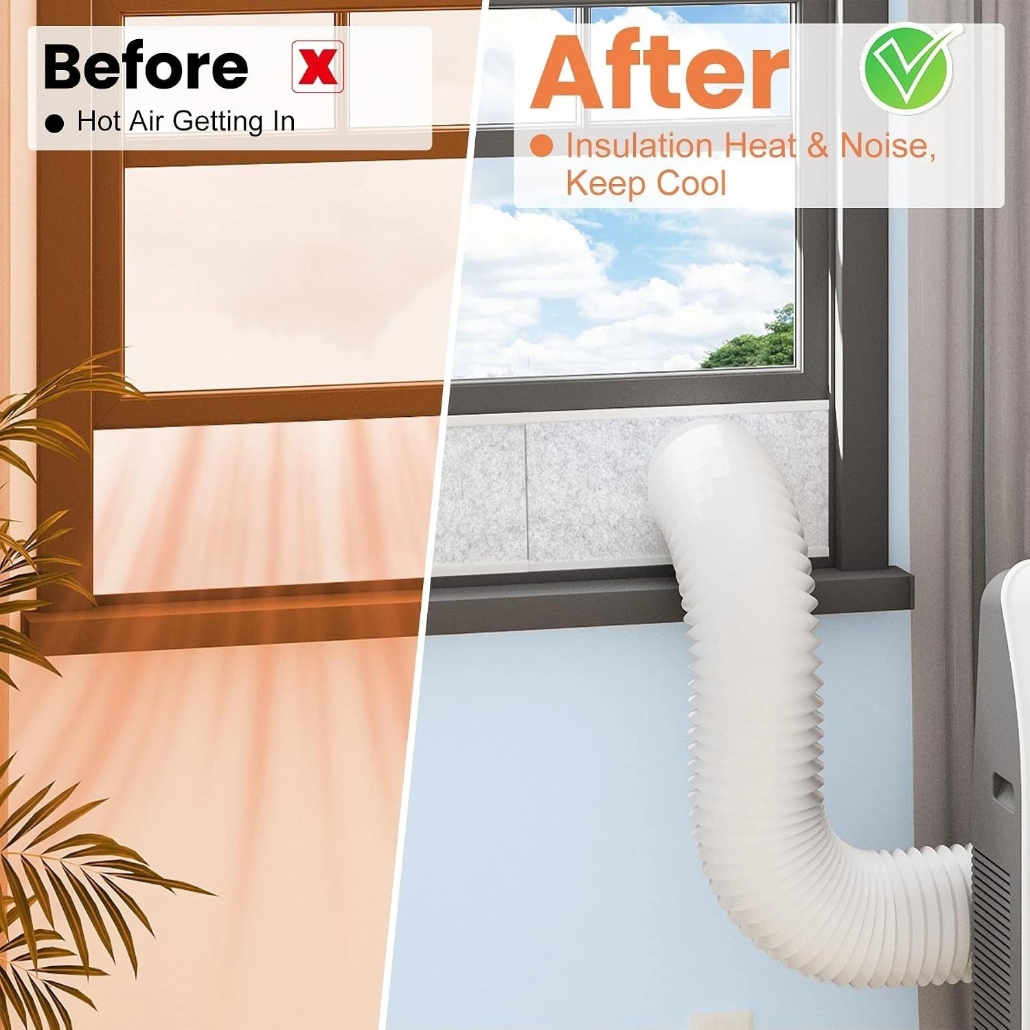 Portable Air Conditioner Window Seal Kit with Insulated Foam Panels, Adjustab…