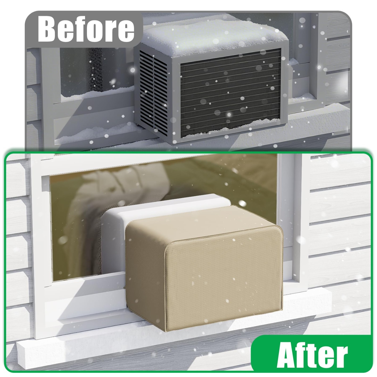 Heavy Duty Weatherproof Window AC Cover for 8,000-12,000 BTU Units – Fits U-Shap