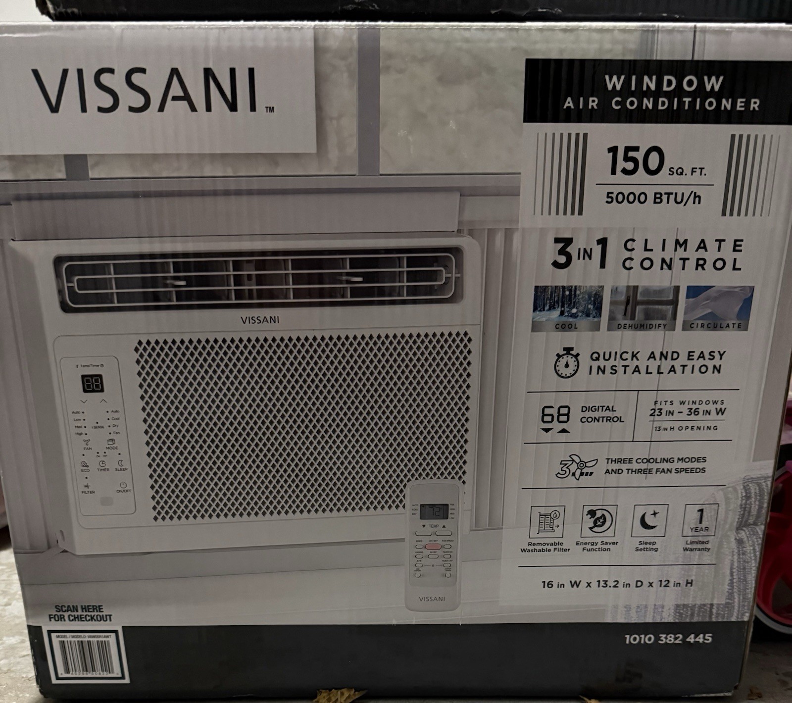 VISSANI Window Air Conditioner 5000 BTU Remote Digital VAW05R1AWT