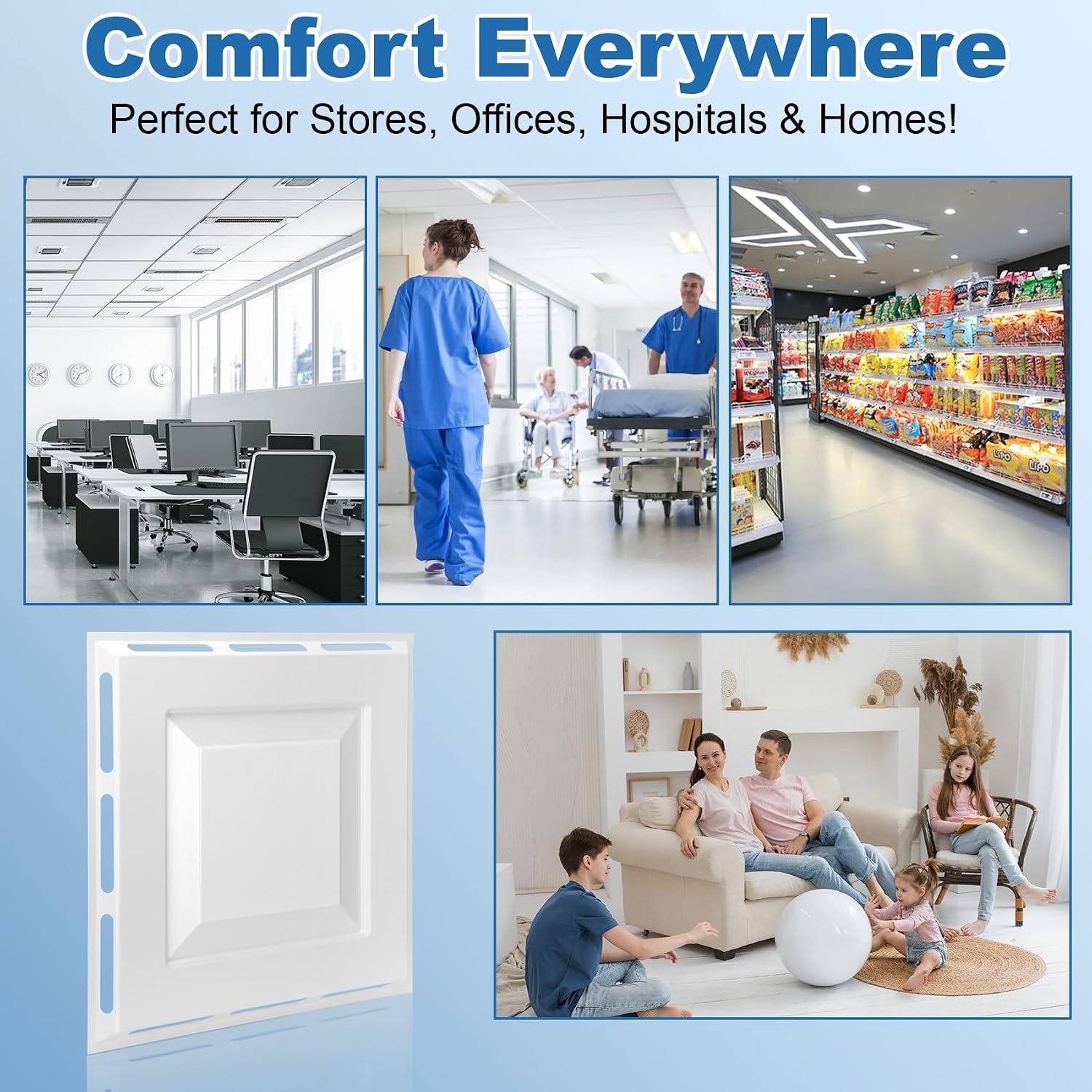 4 Pack 24&Prime;x24&Prime; Ceiling Air Diverter for 2&rsquo;x2&prime; Ceiling Grid, Tool-Free Installati