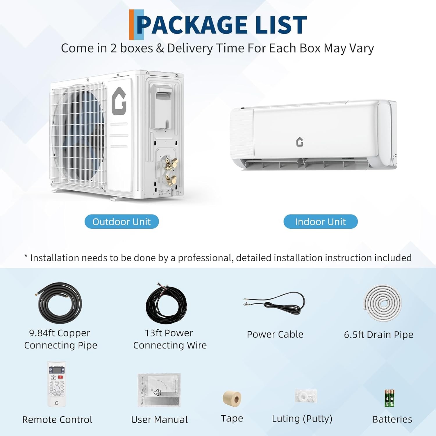 18000BTU 230V Mini Split Air Conditioner,SEER2 19 Inverter System,Remote Control