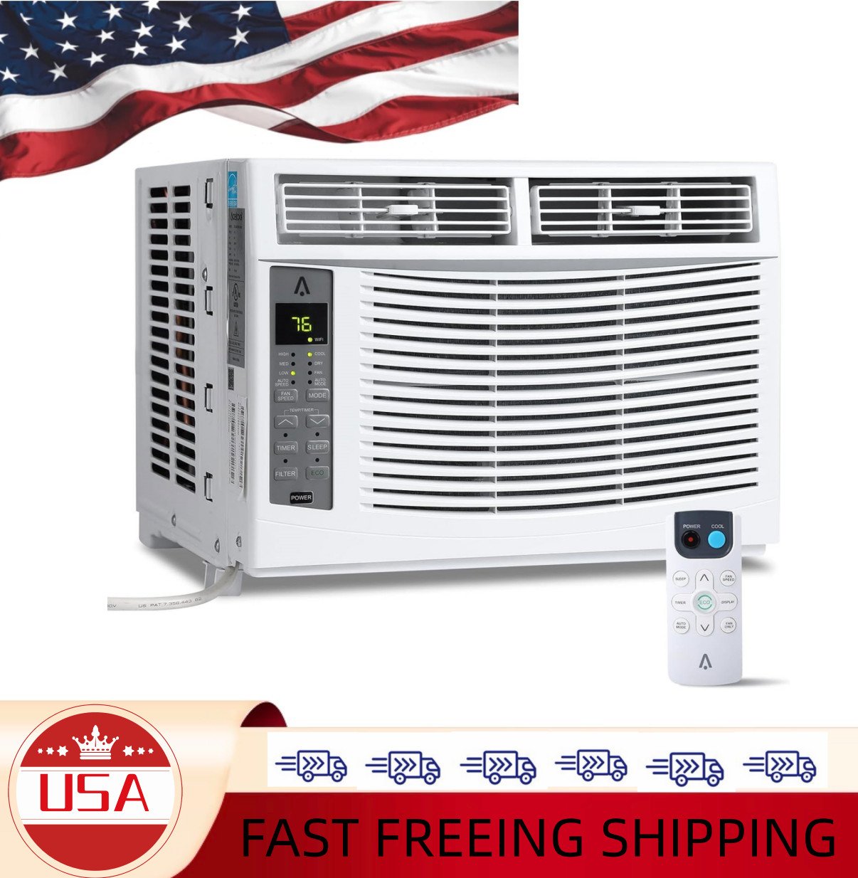 Remote Control, No WiFi 6000 BTU Window AC Unit, Quiet 50dB, Efficient Cooling,