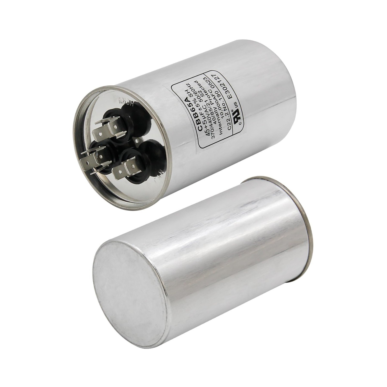 Dual Run Capacitor 45+5 uF 370V/440V for AC, Heat Pump, Fan – 2 Pack