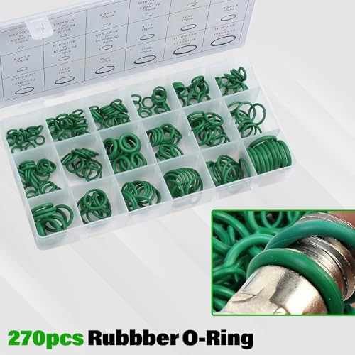 Car A/c Repair Kit, 270PCS O-Ring Set + 40PCS Car Air Conditioner Valve Core