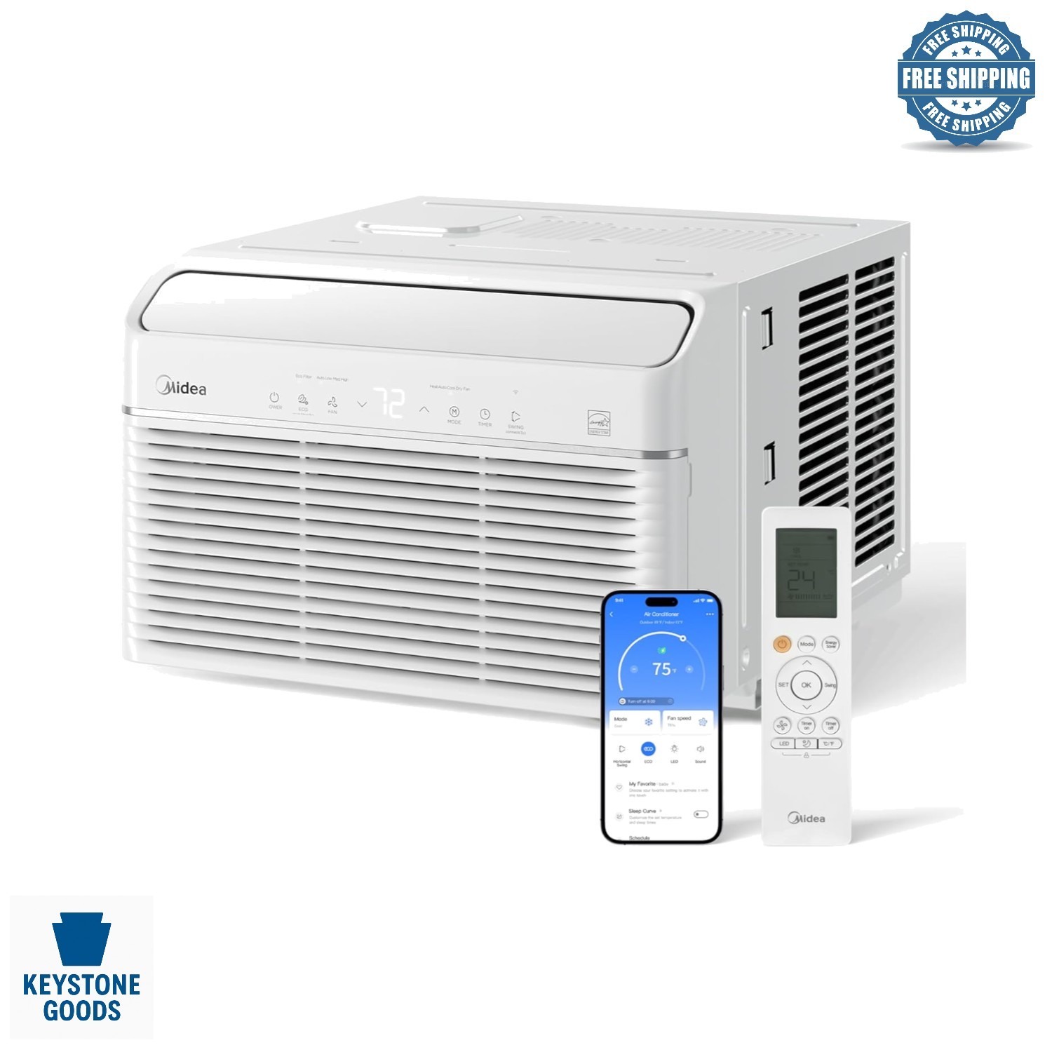12,000 BTU Inverter Window AC with Heat, Dehumidifier & Smart Control