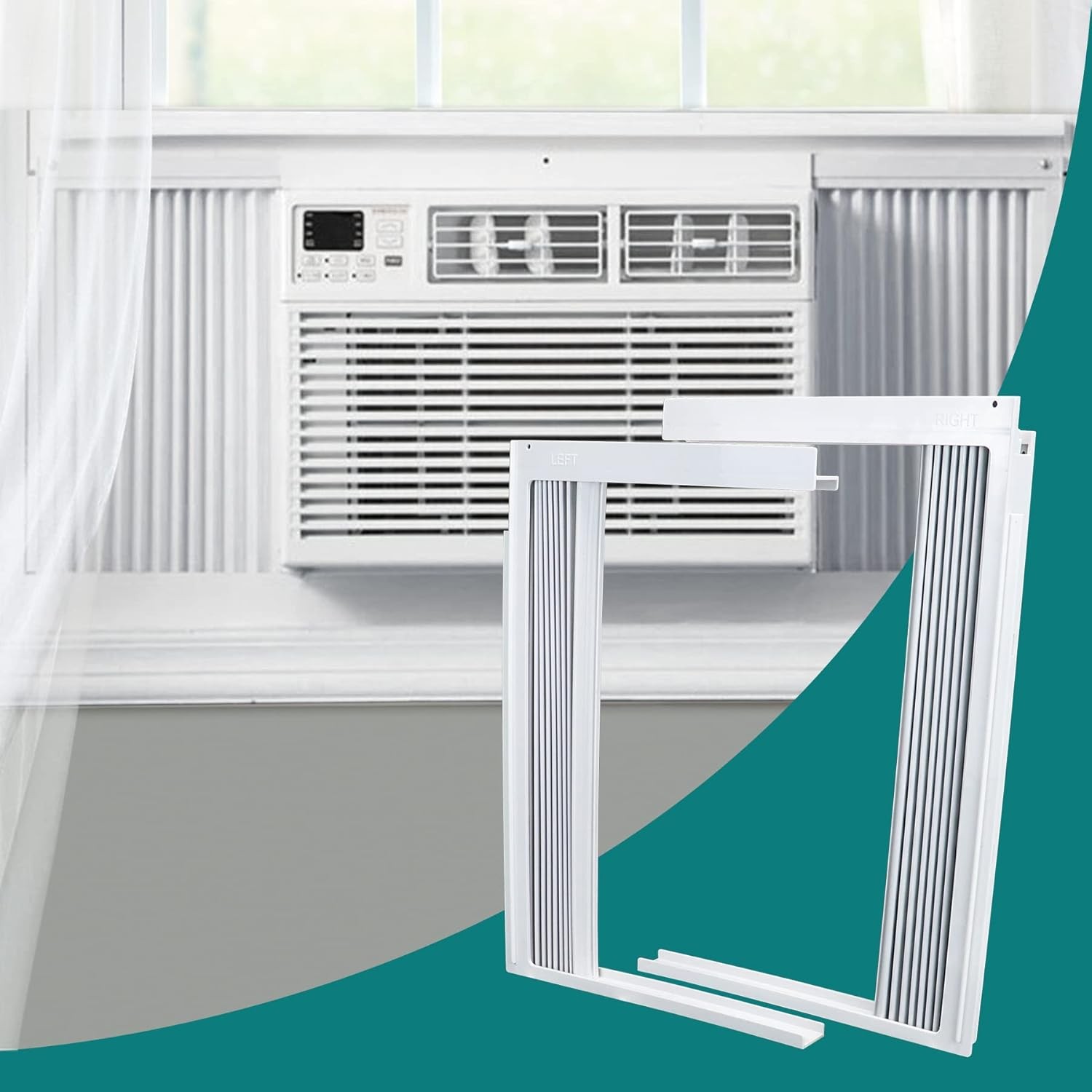 Window Air Conditioner Side Panels Curtain Kit with Frame Window AC Insulation
