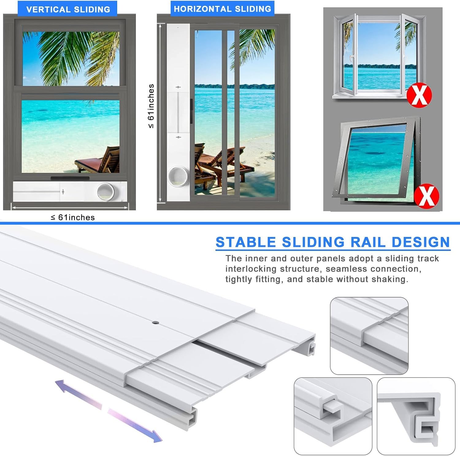 Portable Air Conditioner Window Kit with Universal Coupler Fit for 5.1&Prime;/5.9&Prime; Exh