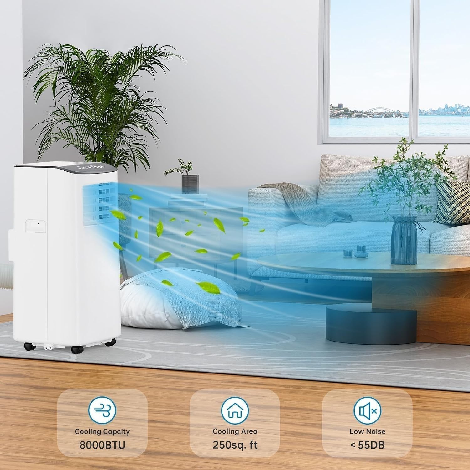 GarveeLife 8000 BTU 4-in-1 Portable Air Conditioner w/ Remote Window Kit White