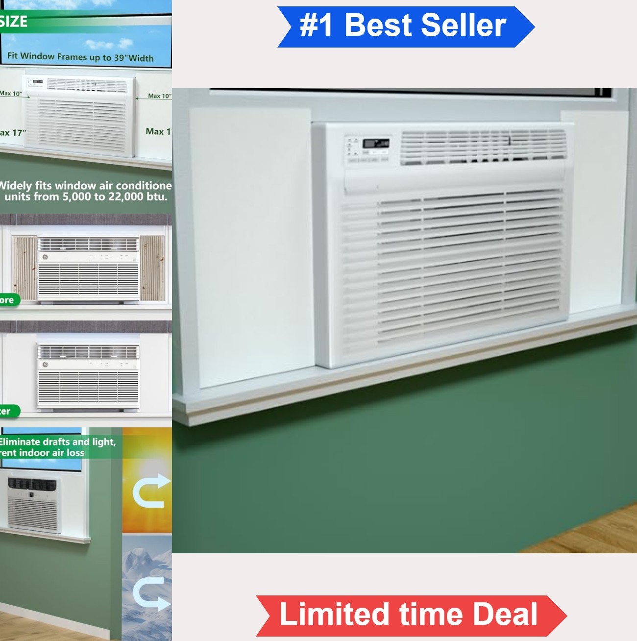 Window AC Side Insulated Foam Panels 2 Pack 17×10 Inch EVA Sealing Strip For