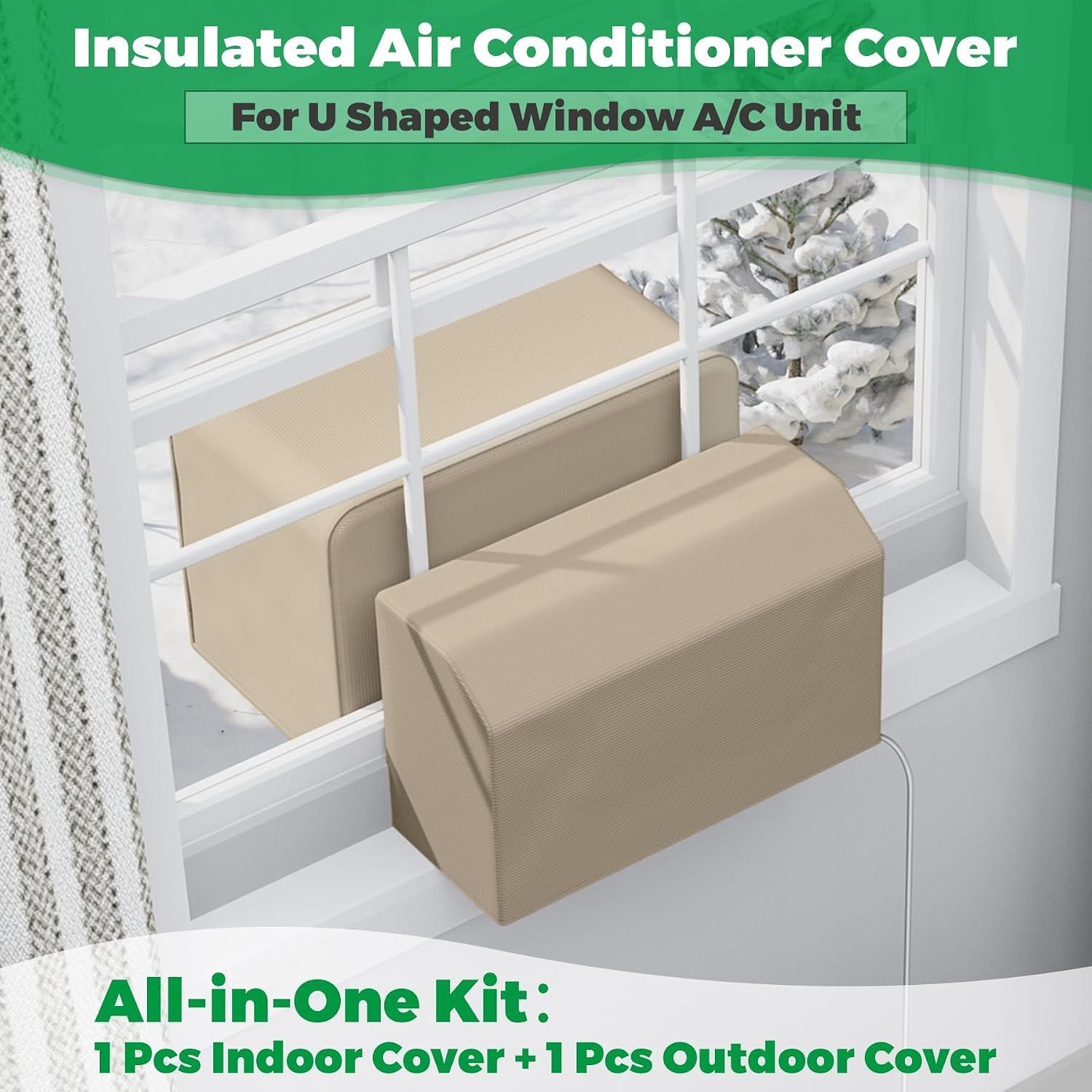 2 Pcs Window Air Conditioner Cover, Compatible with Midea U-shaped Window AC