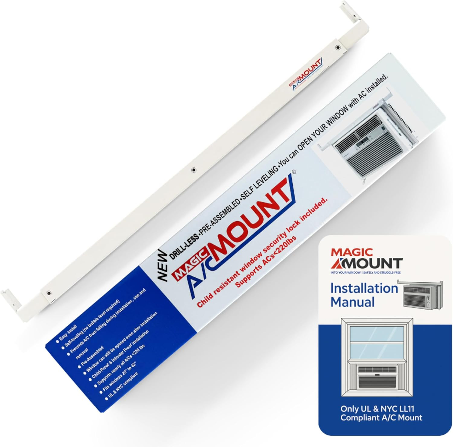 Window AC Bracket – No Tools or Drilling Required – Adjustable Fit (25&Prime;-42&Prime;) – A