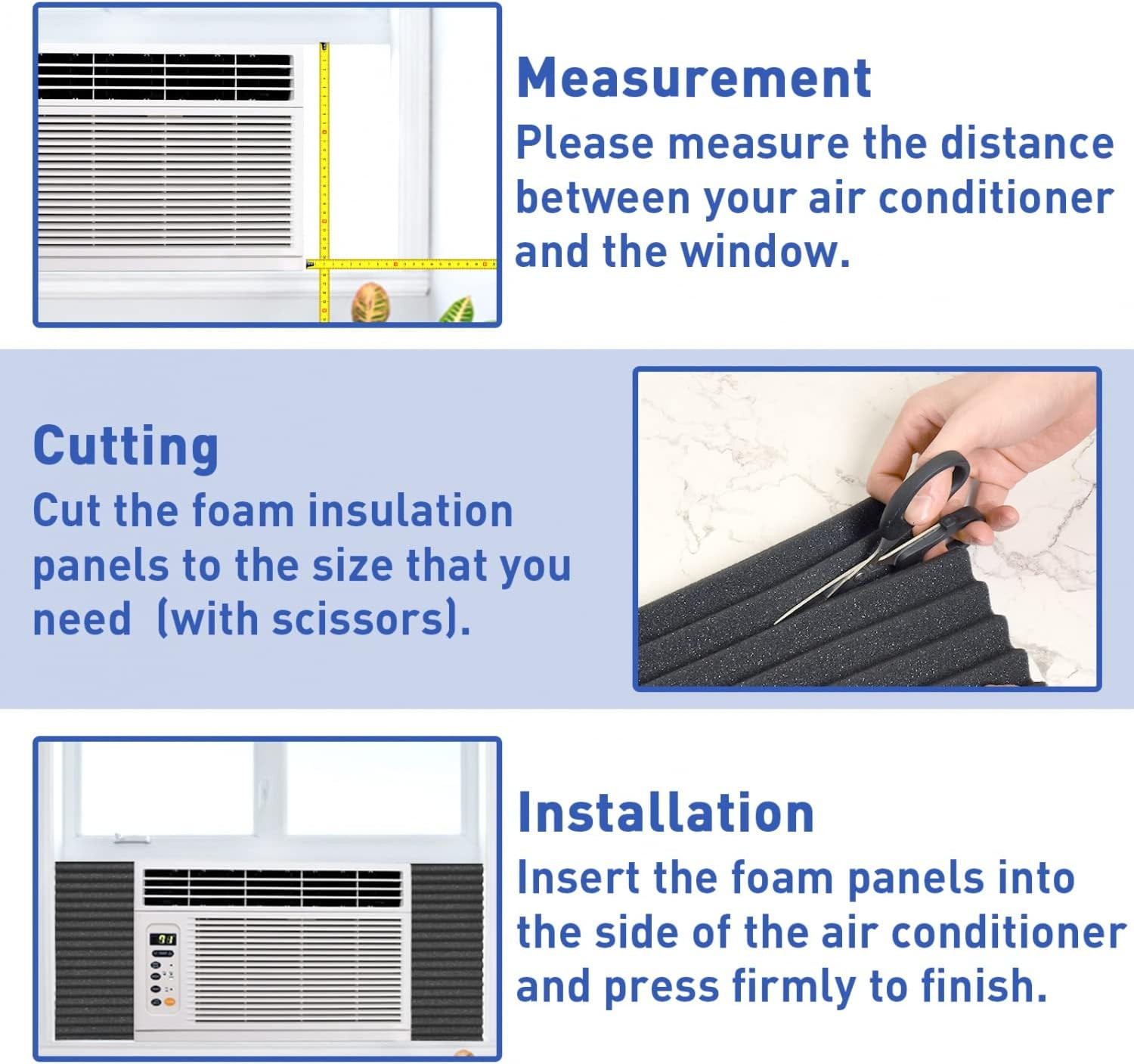 Window Air Conditioner Side Panels Foam Panels for Window Air Conditioner, AC Un