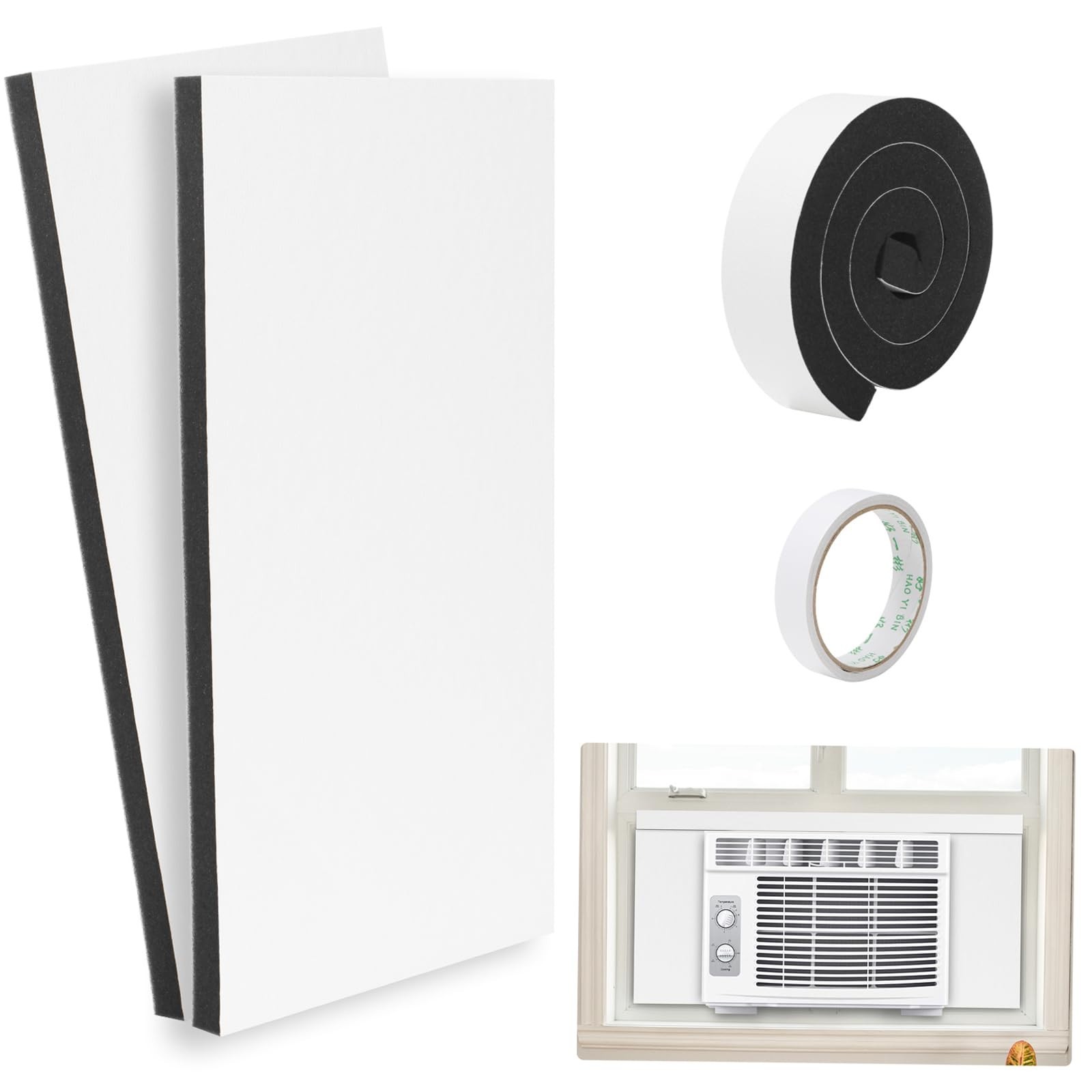 Insulated Window Air Conditioner Foam Side Panels – 2 Pcs AC Kit, Easy Install,