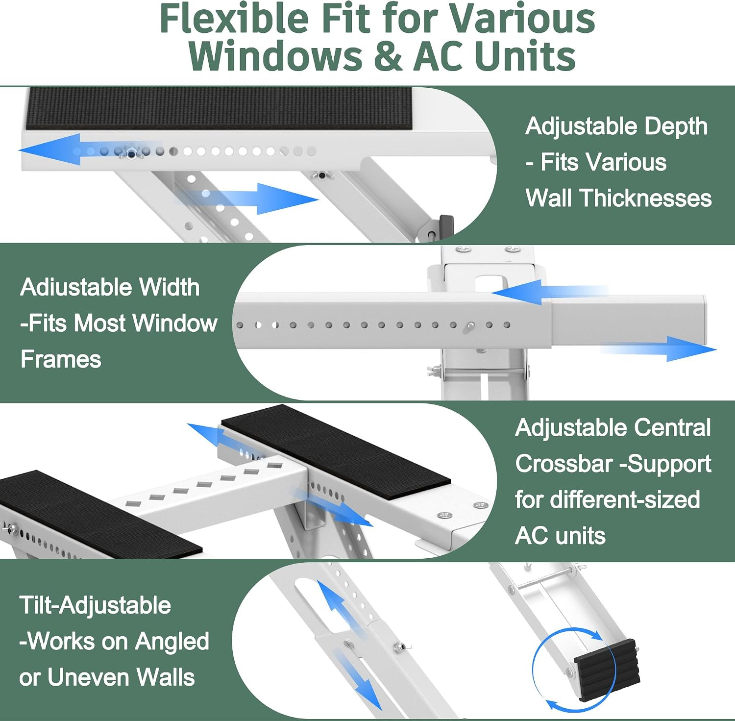 No-Drill Window AC Bracket, Upgraded Heavy-Duty Adjustable Air Conditioner Suppo